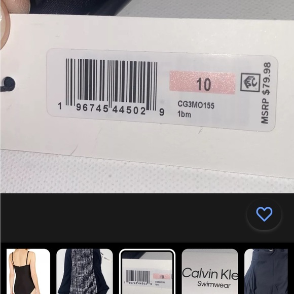 Calvin Klein Square-Neck Ruched One-Piece Swimsuit Black white size 10 - Picture 6 of 6